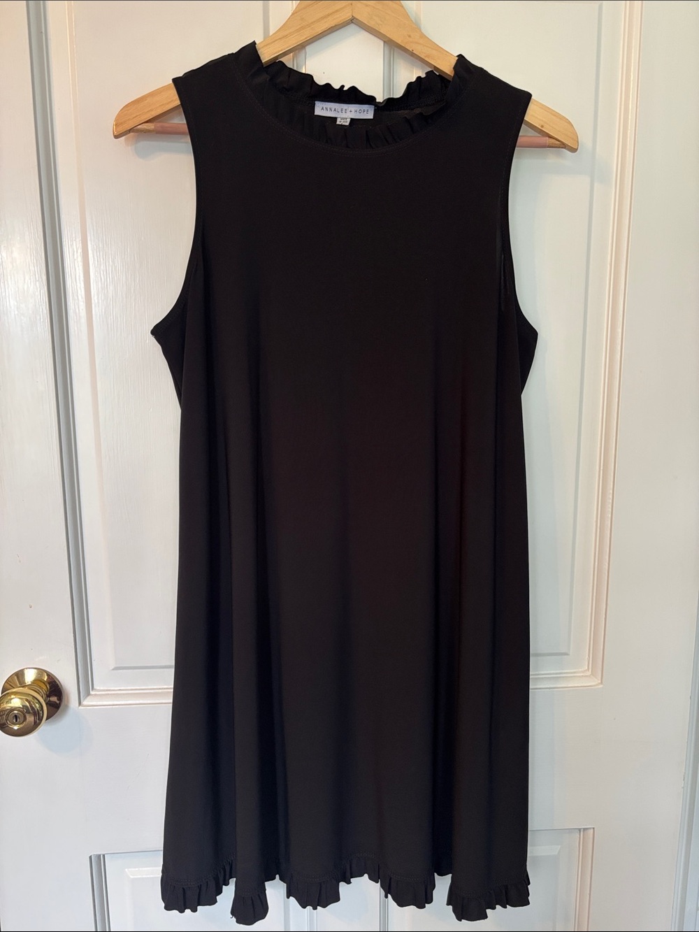 Annalee + Hope Black Sleeveless Ruffle-Trim Mini Dress